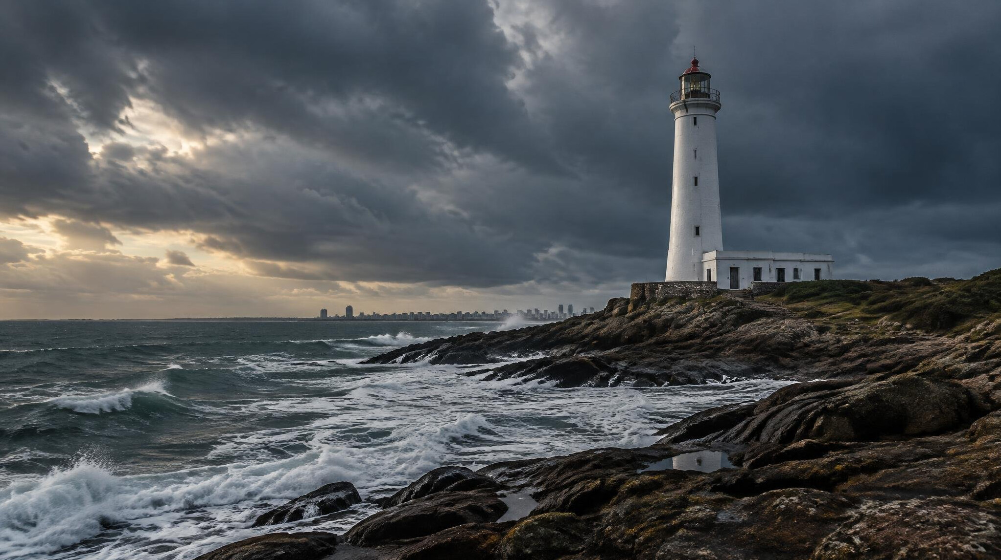Faro de Punta del Este bajo un cielo nublado
