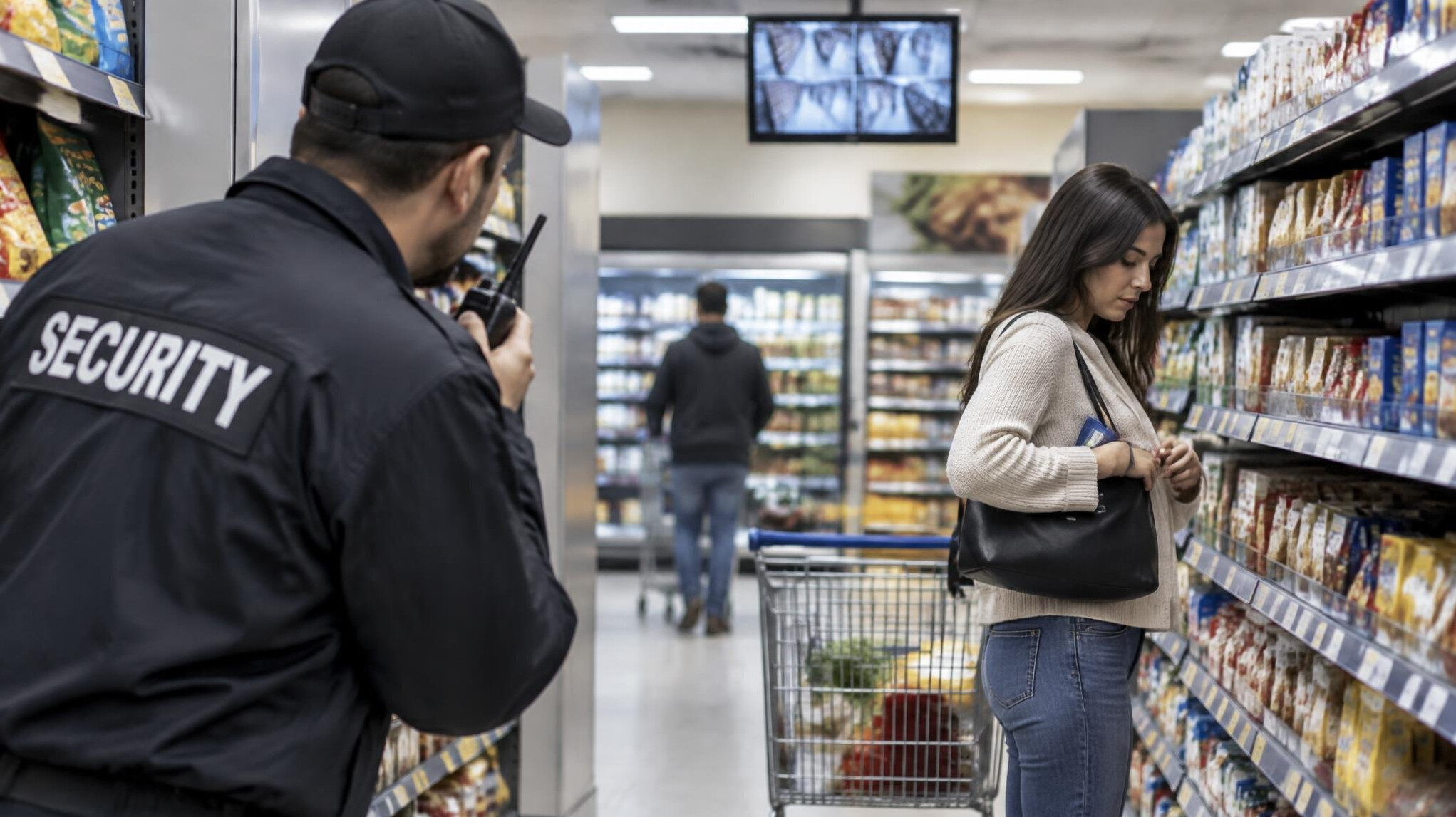 store detective observing customer
