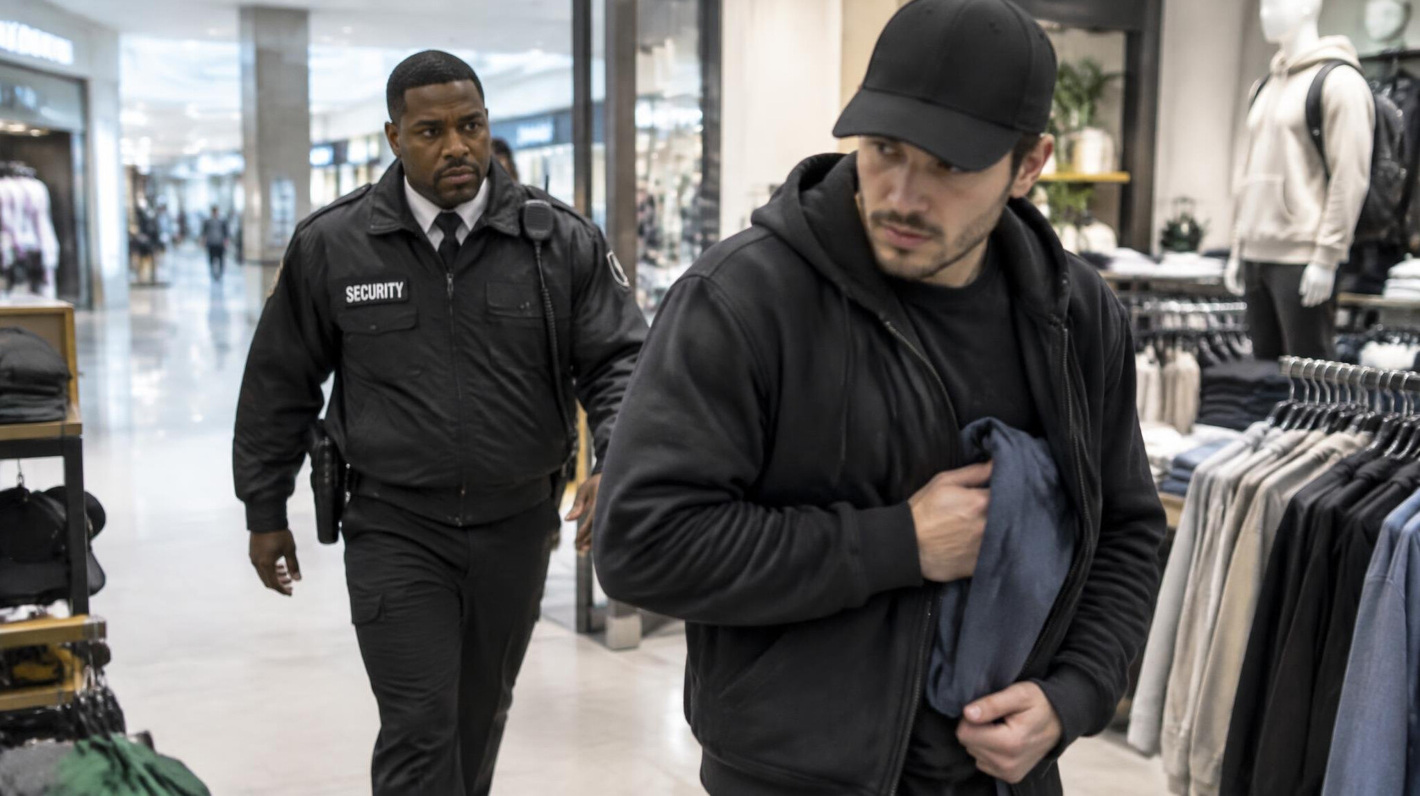 security guard following suspect
