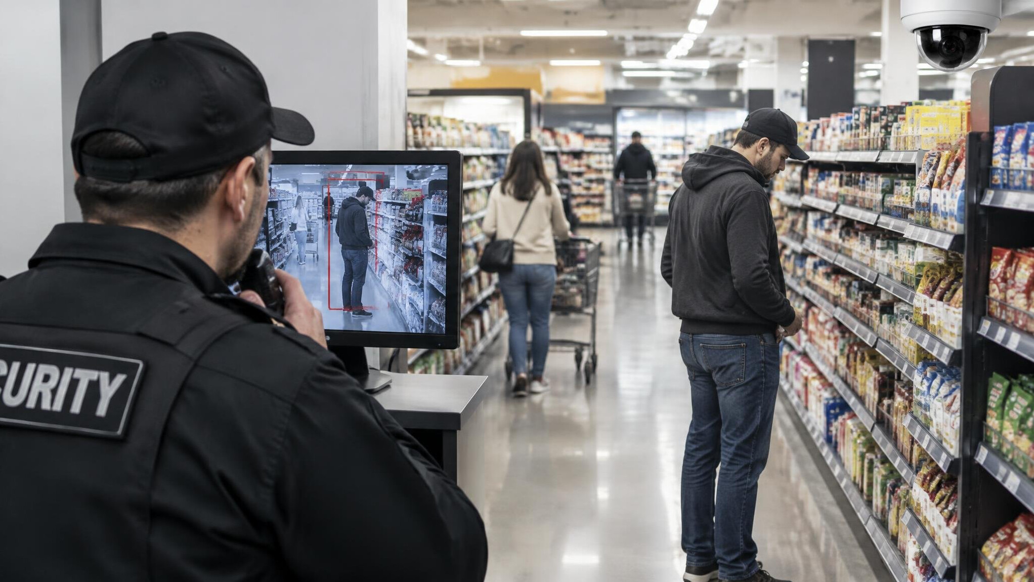 store detective observing shoppers