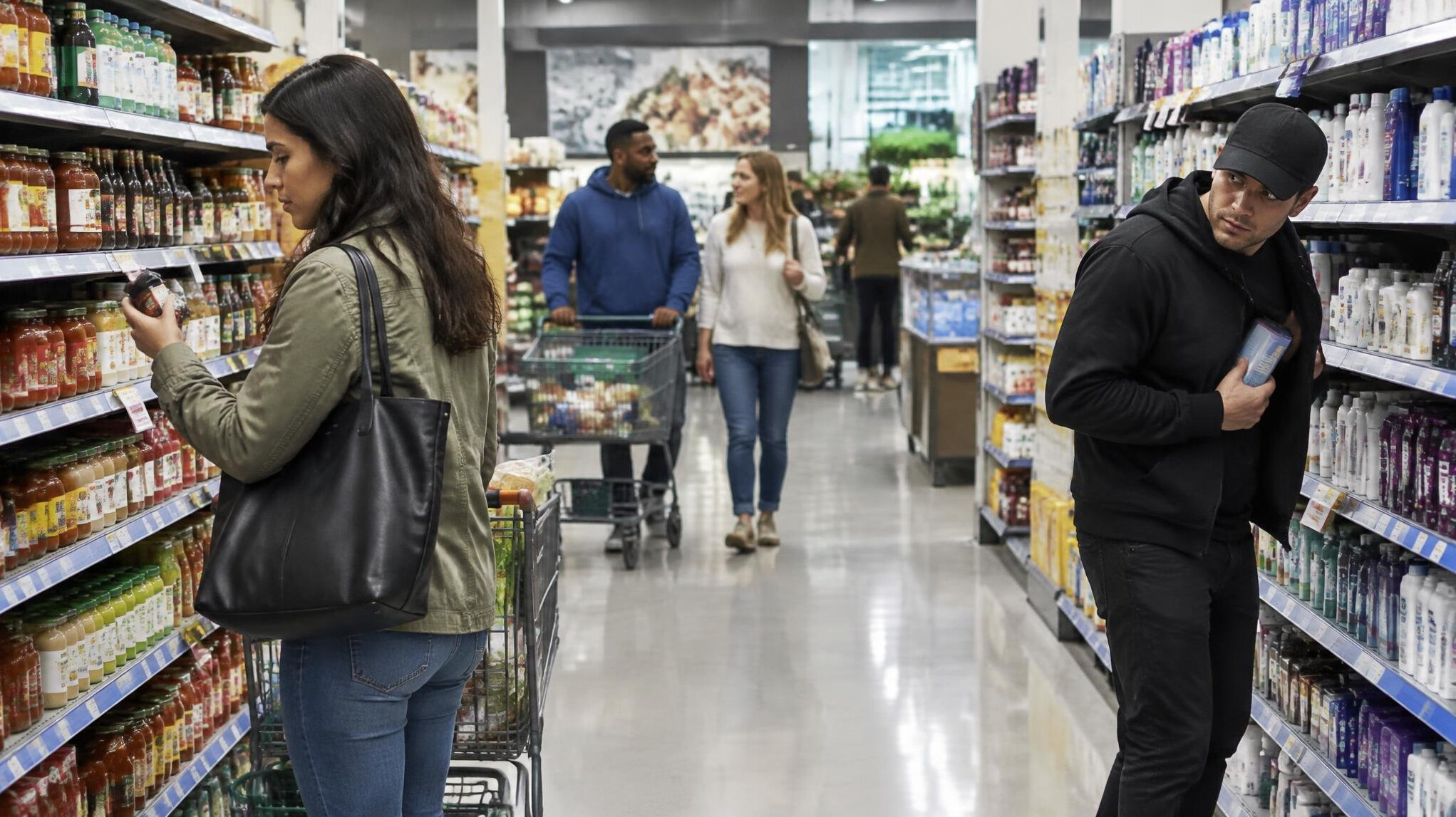 supermarket aisle with products