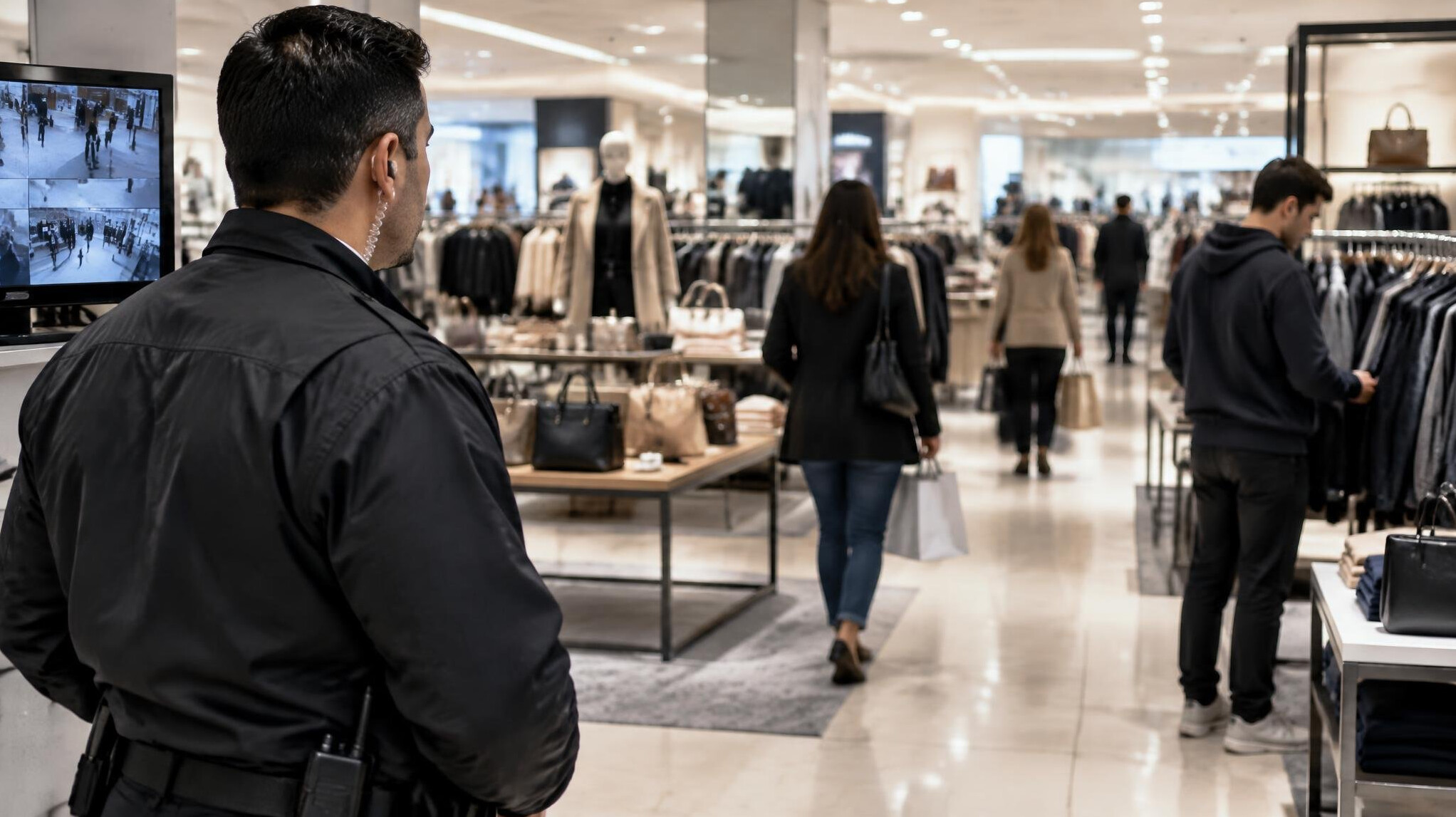 store detective watching shoppers