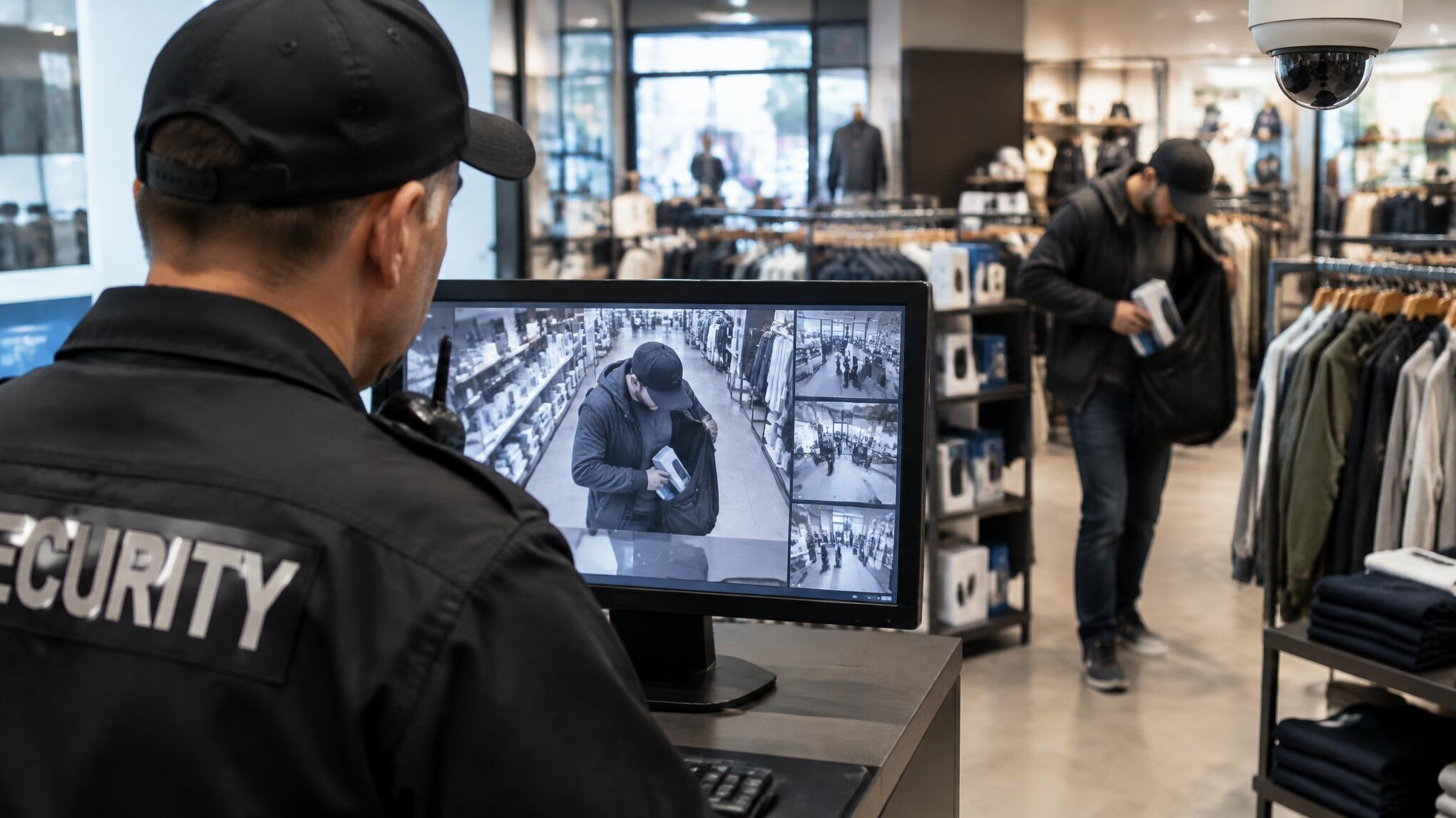 security guard watching store